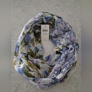 J. Jill Floral Print Infinity Scarf in Blue and Green NWT